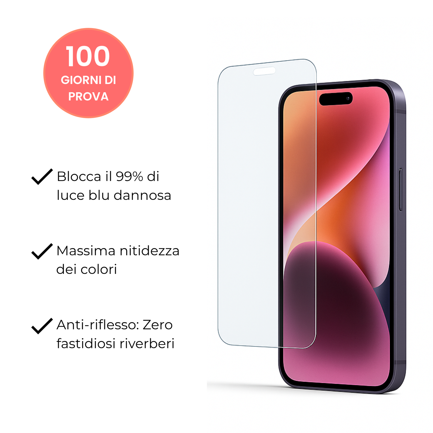 Pellicola Protettiva Anti Luce Blu per iPhone